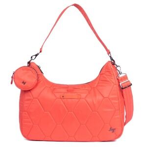 Lug Winger Papaya Orange Quilted Hobo Shoulder Bag Crossbody with Coin Pouch NWT